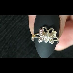 925 Sterling Silver butterfly Toe Mid Knuckle Ring solid